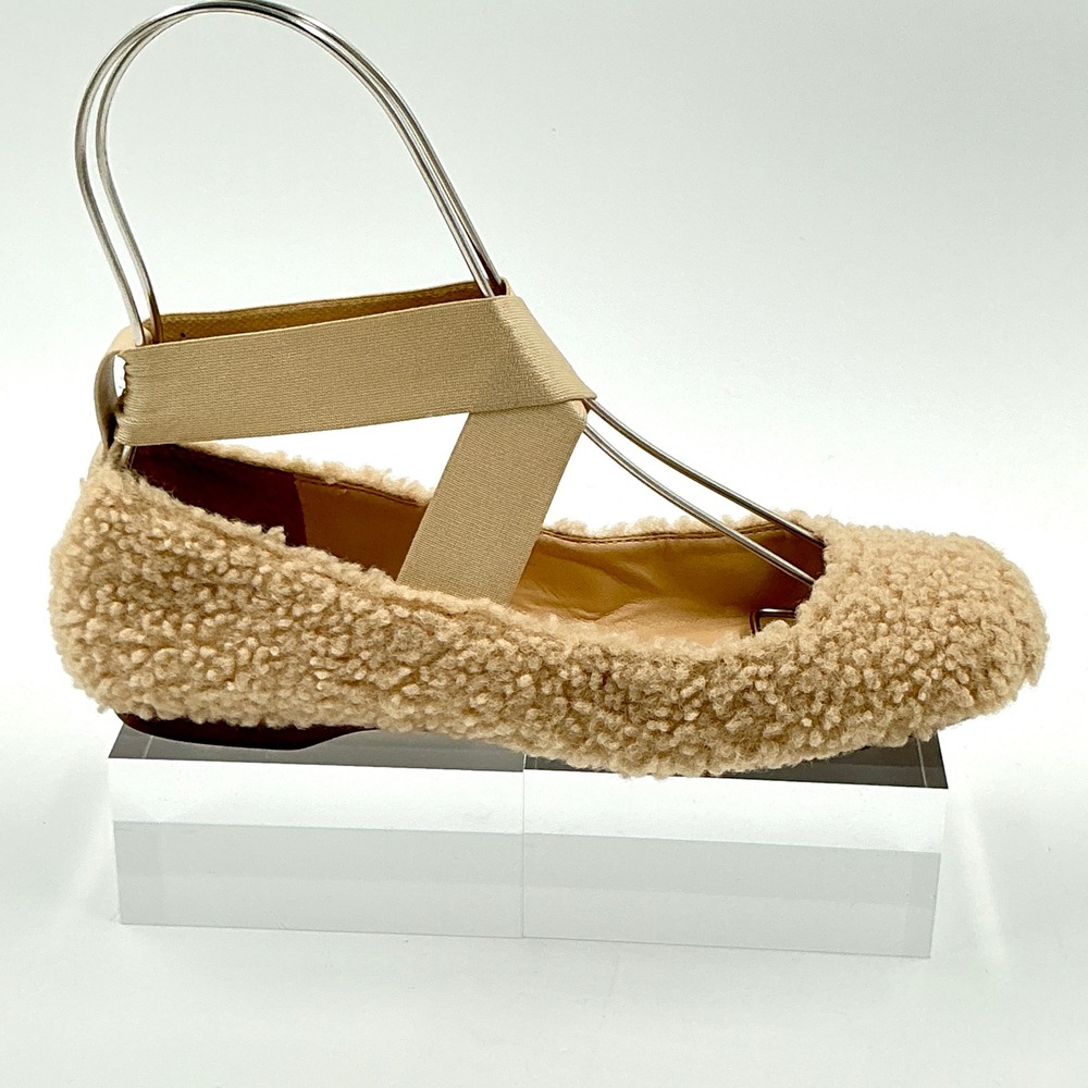 Jessica‎ Simpson Size 5 Tan Faux Shearling Square Toe Ballet Flats NEW Mandalaye